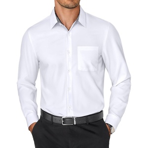 Alimens & Gentle Mens Dress Shirt Long Sleeve Button Down Shirt with Pocket(White)