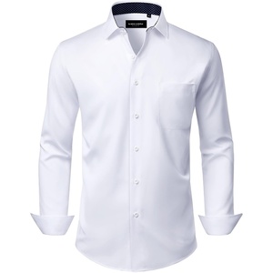 Alimens & Gentle Mens Dress Shirt Long Sleeve Button Down Shirt with Pocket(White-polka Dots)