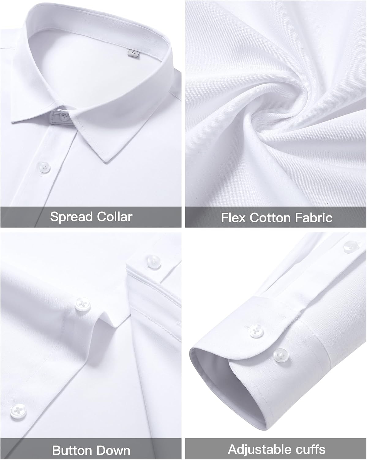 image:imageAlimens amp Gentle Mens White Dress Shirt Long Sleeve 4Way Stretch UPF 50 Sun Protection Shirt Shopping Button Down Shirt