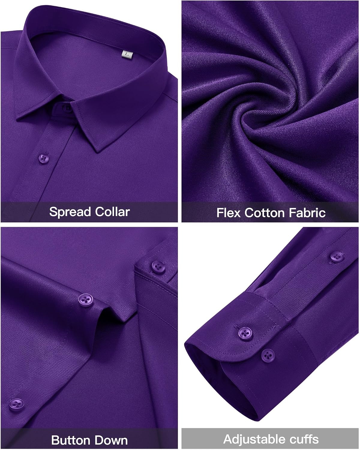 image:imageAlimens amp Gentle Purple Mens Dress Shirt Long Sleeve Casual Untucked Shirts UPF 50 Street Stroll Button Down Shirt Pocket