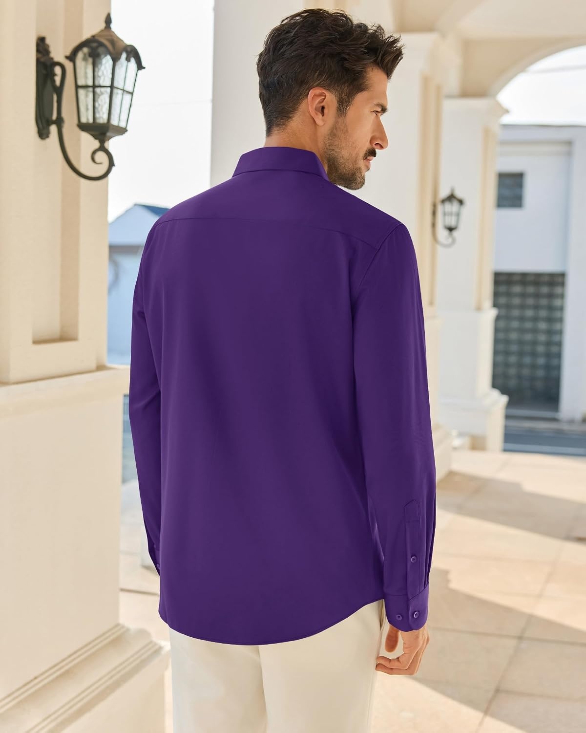 image:imageAlimens amp Gentle Purple Mens Dress Shirt Long Sleeve Casual Untucked Shirts UPF 50 Street Stroll Button Down Shirt Pocket