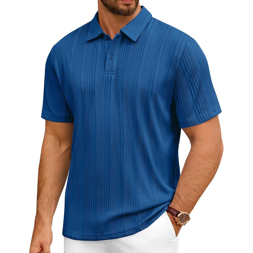 image:imageMens Polo Shirts Short Sleeve Knit Stretch Lightweight Casual Summer ShirtRoyal Blue