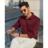 Alimens & Gentle Burgundy Mens Dress Shirt Long Sleeve Collared Button Down Shirt Wrinkle Free Business Party Untucked Shirts