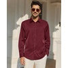 Alimens & Gentle Burgundy Mens Dress Shirt Wrinkle Free Button Up Long Sleeve Shirt Pocket Solid Shopping Untucked Shirts