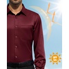 Alimens & Gentle Burgundy Mens Dress Shirt Wrinkle Free Button Up Long Sleeve Shirt Pocket Solid Shopping Untucked Shirts