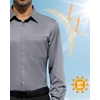 Alimens & Gentle Grey Mens Button Up Shirts Long Sleeve Solid Dress Shirt 4-Way Stretch Outdoor Commute Sun Protection Shirt