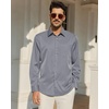 Alimens & Gentle Grey Mens Button Up Shirts Long Sleeve Solid Dress Shirt 4-Way Stretch Outdoor Commute Sun Protection Shirt