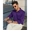 Alimens & Gentle Purple Dress Shirt Men Long Sleeve Button Down Shirt Stretch Company Annual Meeting Casual Untucked Shirts