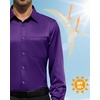 Alimens & Gentle Purple Long Sleeve Dress Shirts for Men Sun Protection Button Down Shirt Solid Office Business Casual Shirts