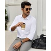 Alimens & Gentle White Mens Button Down Shirts Long Sleeve 4-Way Stretch Dress Shirt Solid Regular Fit Business Casual Shirts