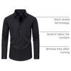 Mens Black Dress Shirt Slim Fit Stretch Long Sleeve Wrinkle Free Shirts