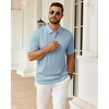 Mens Polo Shirts Short Sleeve Knit Stretch Lightweight Casual Summer Shirt(Blue)