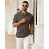 Mens Polo Shirts Short Sleeve Knit Stretch Lightweight Casual Summer Shirt(Brown)