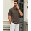 Mens Polo Shirts Short Sleeve Knit Stretch Lightweight Casual Summer Shirt(Brown)