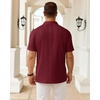 Mens Polo Shirts Short Sleeve Knit Stretch Lightweight Casual Summer Shirt(Burgundy)
