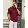 Mens Polo Shirts Short Sleeve Knit Stretch Lightweight Casual Summer Shirt(Burgundy)