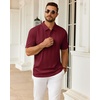 Mens Polo Shirts Short Sleeve Knit Stretch Lightweight Casual Summer Shirt(Burgundy)