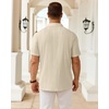 Mens Polo Shirts Short Sleeve Knit Stretch Lightweight Casual Summer Shirt(Cream)
