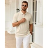 Mens Polo Shirts Short Sleeve Knit Stretch Lightweight Casual Summer Shirt(Cream)