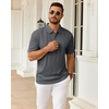 Mens Polo Shirts Short Sleeve Knit Stretch Lightweight Casual Summer Shirt(Grey)