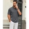 Mens Polo Shirts Short Sleeve Knit Stretch Lightweight Casual Summer Shirt(Grey)