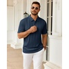 Mens Polo Shirts Short Sleeve Knit Stretch Lightweight Casual Summer Shirt(Navy Blue)