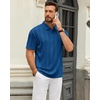 Mens Polo Shirts Short Sleeve Knit Stretch Lightweight Casual Summer Shirt(Royal Blue)