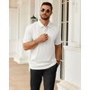 Mens Polo Shirts Short Sleeve Knit Stretch Lightweight Casual Summer Shirt(White)