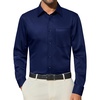 Alimens & Gentle Navy Blue Men’s Dress Shirts 4-Way Stretch Long Sleeve Collared Shirt Pocket Office Work Button Down Shirt