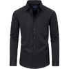 Mens Black Dress Shirt Slim Fit Stretch Long Sleeve Wrinkle Free Shirts