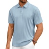Mens Polo Shirts Short Sleeve Knit Stretch Lightweight Casual Summer Shirt(Blue)
