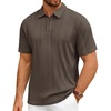 Mens Polo Shirts Short Sleeve Knit Stretch Lightweight Casual Summer Shirt(Brown)