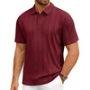 Mens Polo Shirts Short Sleeve Knit Stretch Lightweight Casual Summer Shirt(Burgundy)