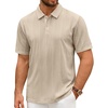 Mens Polo Shirts Short Sleeve Knit Stretch Lightweight Casual Summer Shirt(Tan)