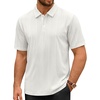 Mens Polo Shirts Short Sleeve Knit Stretch Lightweight Casual Summer Shirt(White)