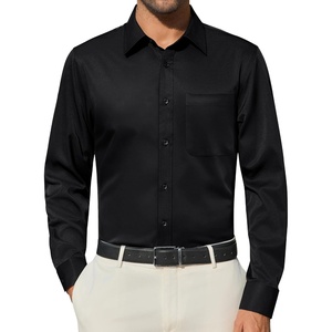 Alimens & Gentle Black Dress Shirt UPF 50+ Sun Protection Shirt Formal 4-Way Stretch Long Sleeve Office Button Down Shirt