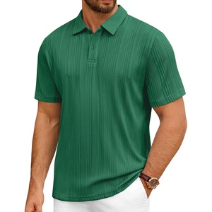 Mens Polo Shirts Short Sleeve Knit Stretch Lightweight Casual Summer Shirt(Green)