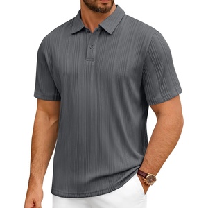 Mens Polo Shirts Short Sleeve Knit Stretch Lightweight Casual Summer Shirt(Grey)