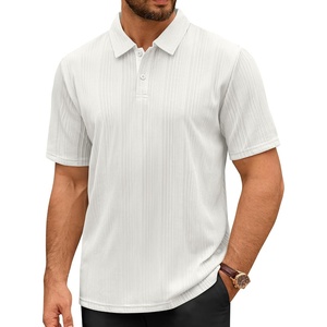 Mens Polo Shirts Short Sleeve Knit Stretch Lightweight Casual Summer Shirt(White)