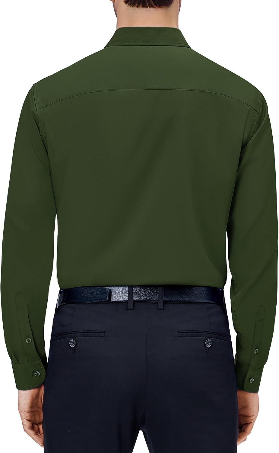 image:imageAlimens amp Gentle Mens Dress Shirts Long Sleeve Stretch Button Down ShirtArmy Green