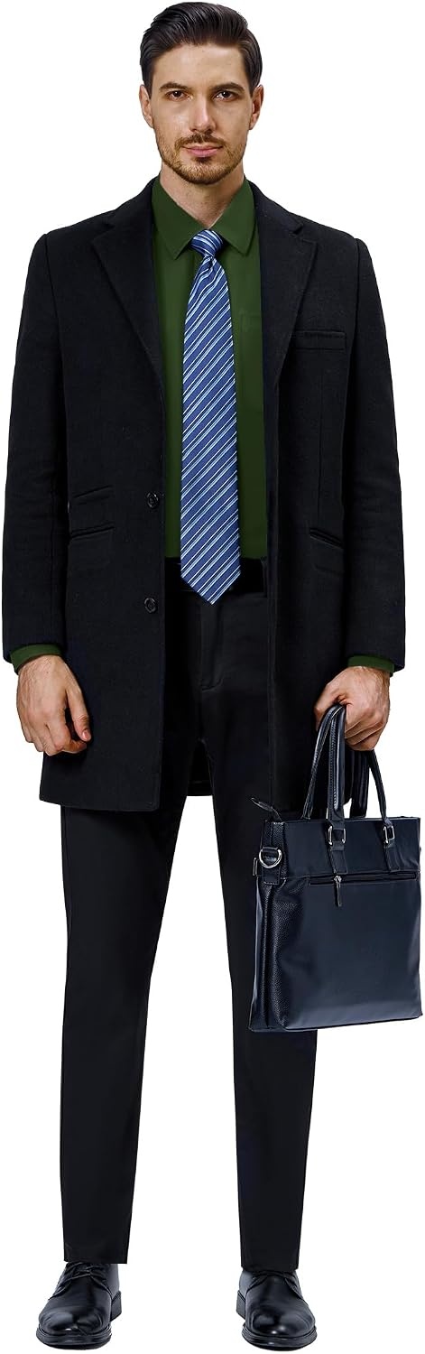 image:imageAlimens amp Gentle Mens Dress Shirts Long Sleeve Stretch Button Down ShirtArmy Green