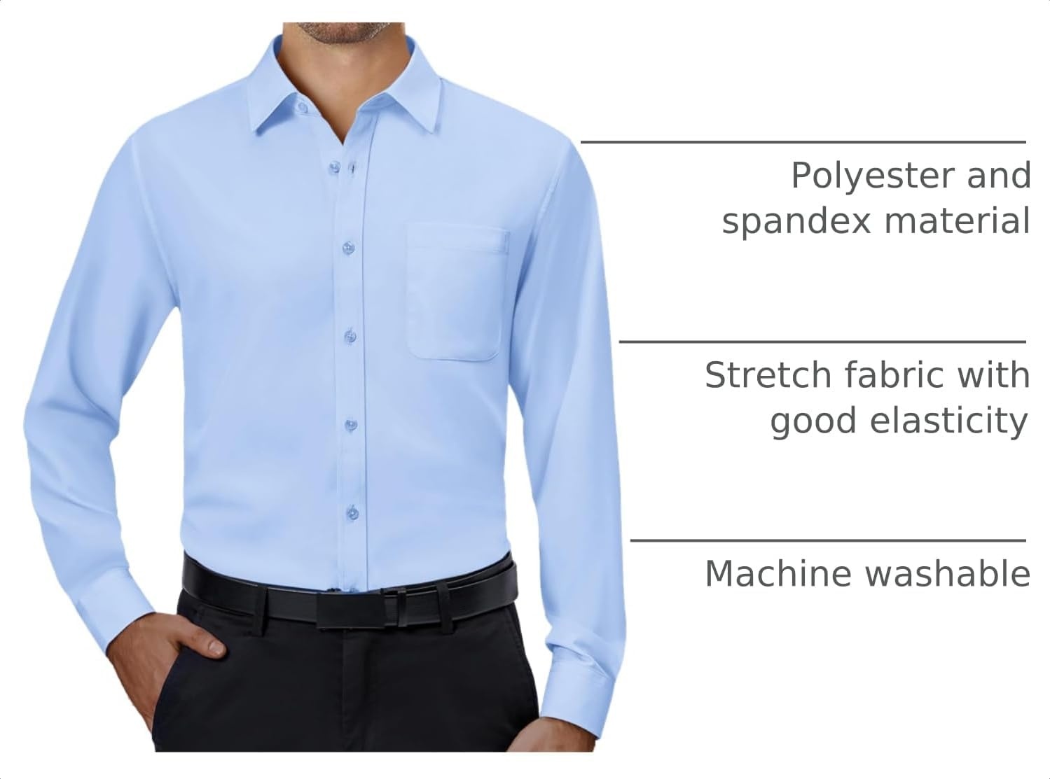 image:imageAlimens amp Gentle Mens Dress Shirts Long Sleeve Stretch Button Down ShirtBlue