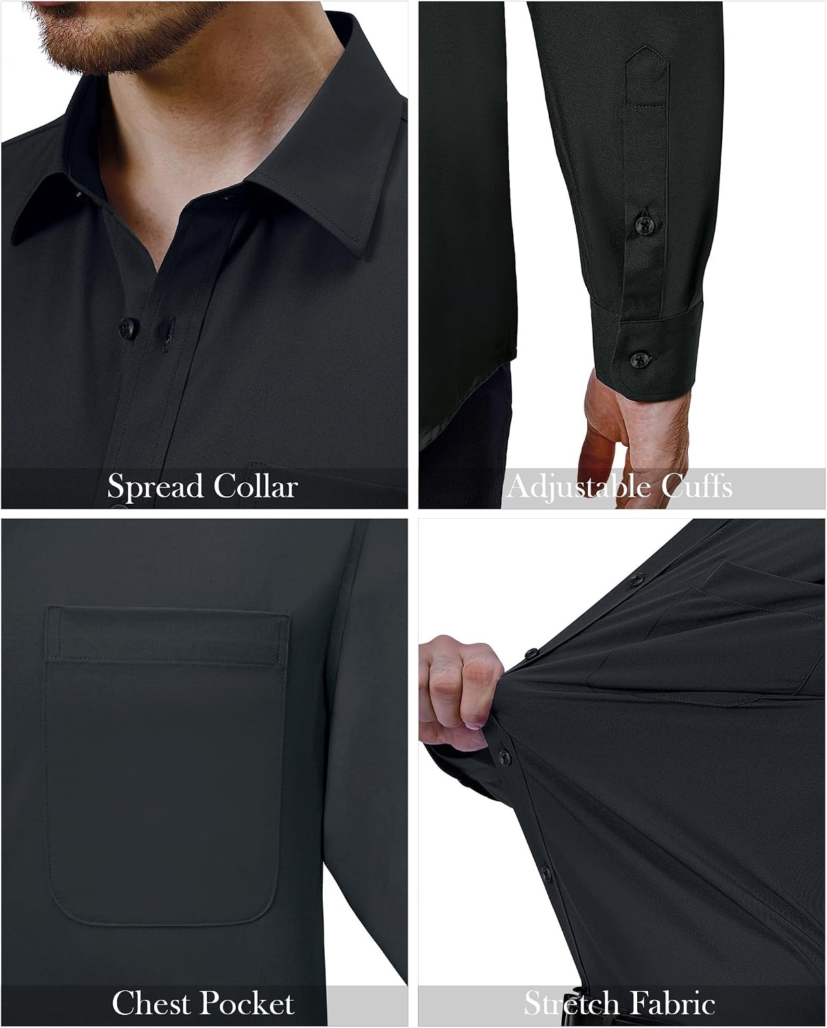 image:imageAlimens amp Gentle Mens Dress Shirts Long Sleeve Stretch Button Down ShirtCarbon Grey