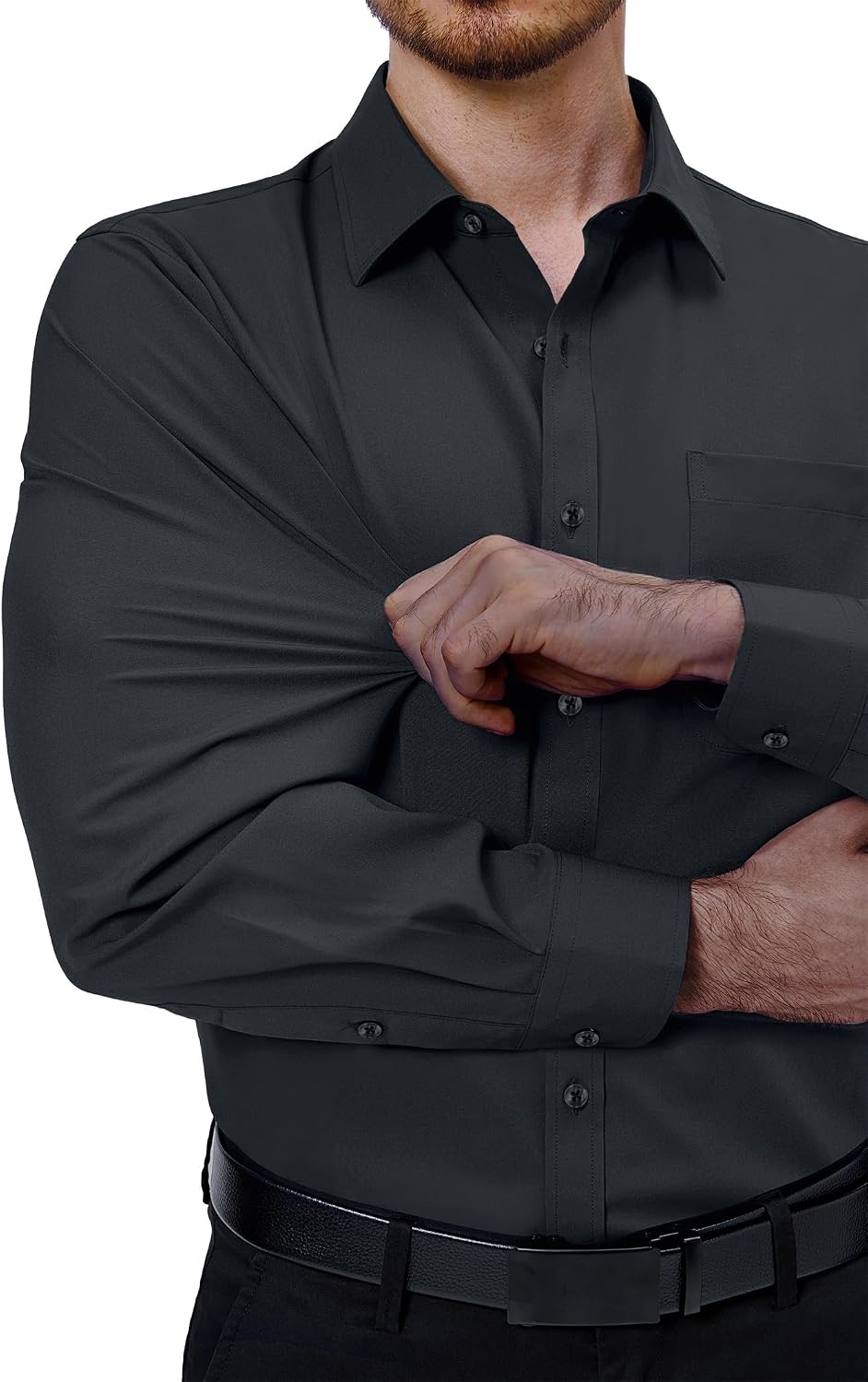 image:imageAlimens amp Gentle Mens Dress Shirts Long Sleeve Stretch Button Down ShirtCarbon Grey