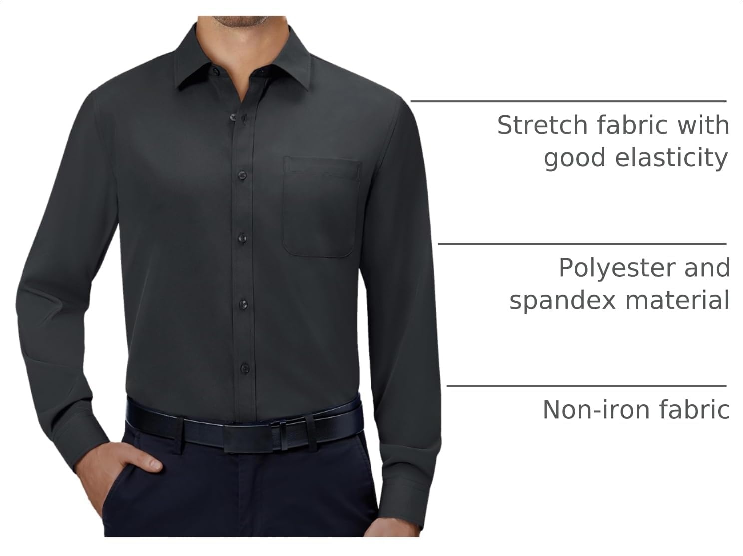 image:imageAlimens amp Gentle Mens Dress Shirts Long Sleeve Stretch Button Down ShirtCarbon Grey