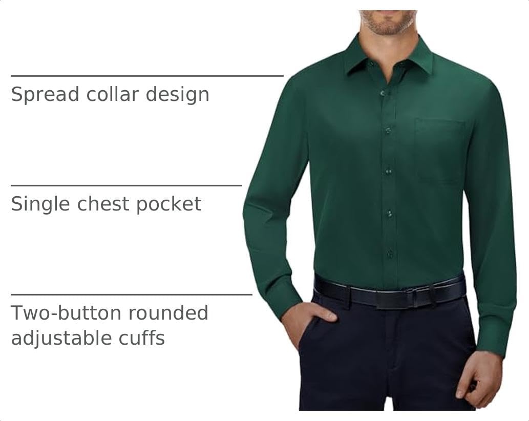 image:imageAlimens amp Gentle Mens Dress Shirts Long Sleeve Stretch Button Down ShirtGreen