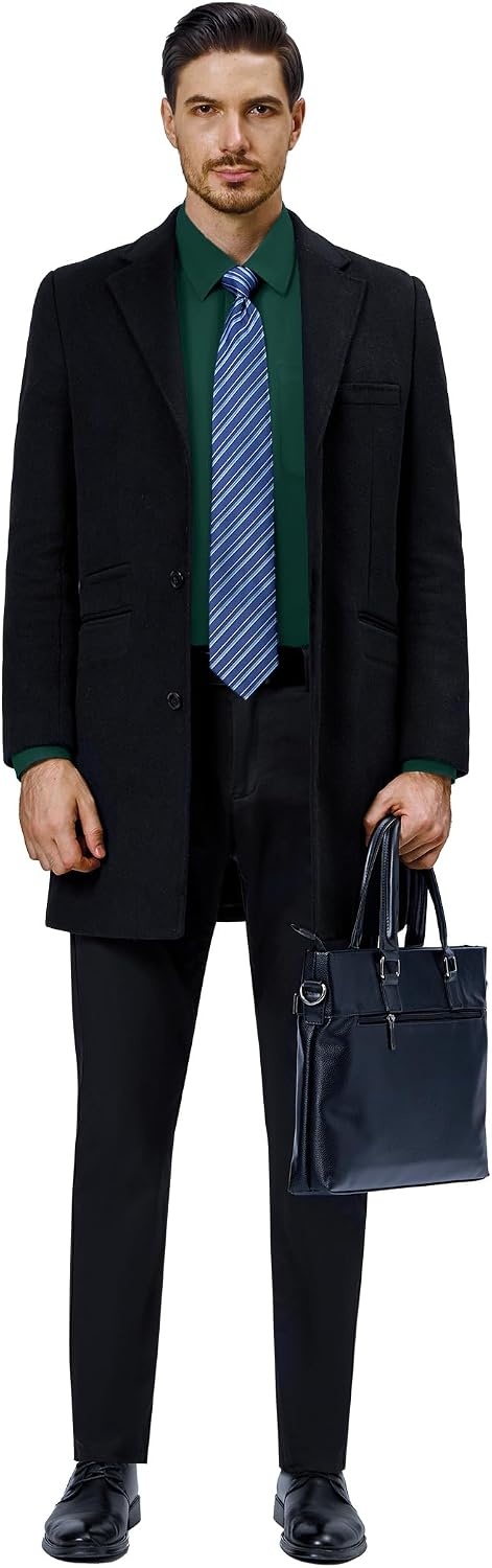 image:imageAlimens amp Gentle Mens Dress Shirts Long Sleeve Stretch Button Down ShirtGreen