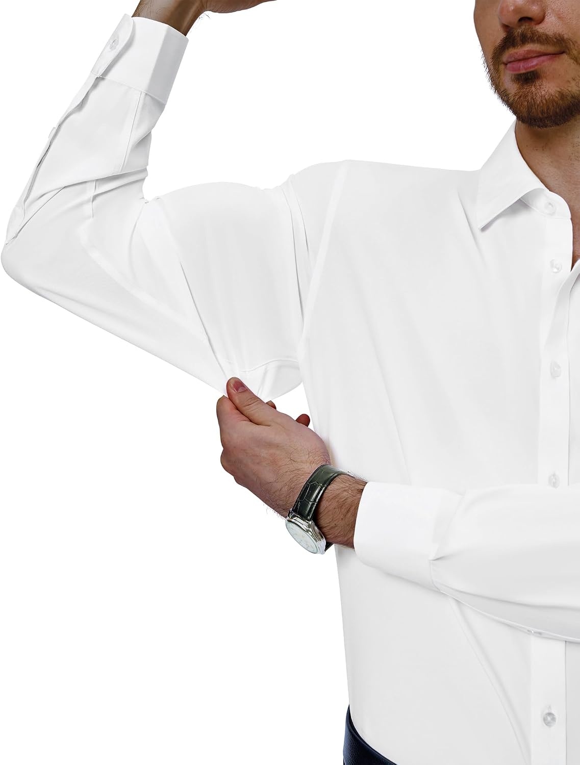 image:imageAlimens amp Gentle Mens Dress Shirts Long Sleeve Stretch Button Down ShirtIvory