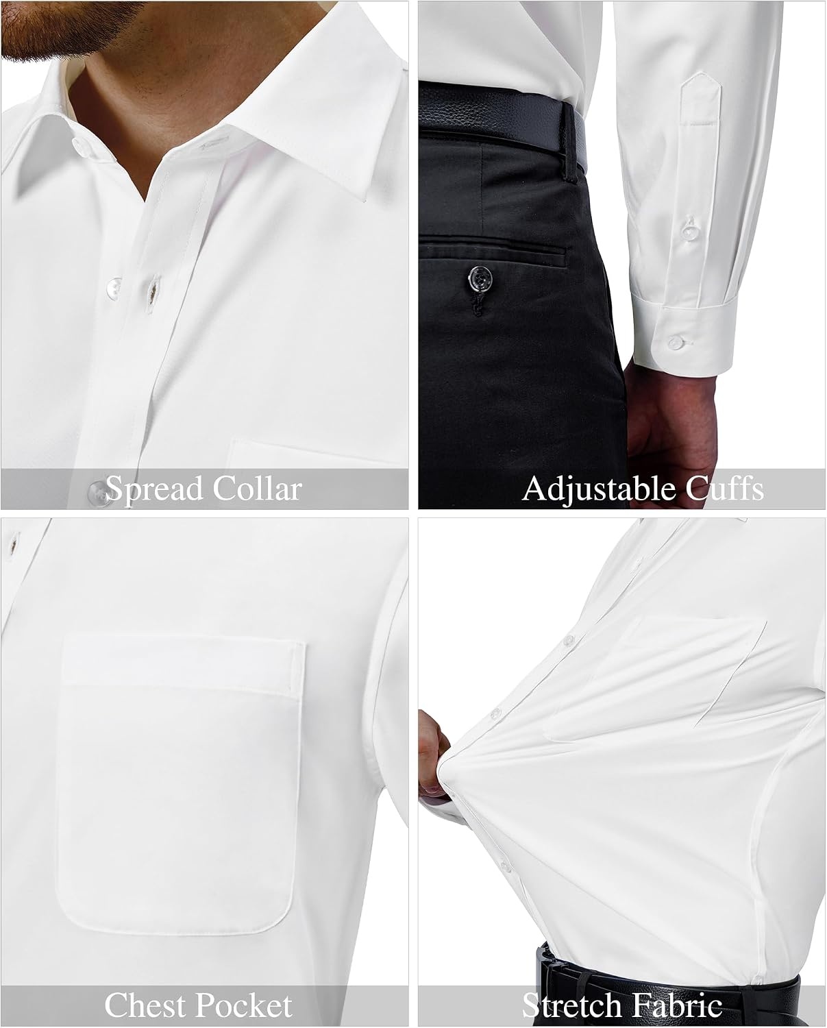 image:imageAlimens amp Gentle Mens Dress Shirts Long Sleeve Stretch Button Down ShirtIvory