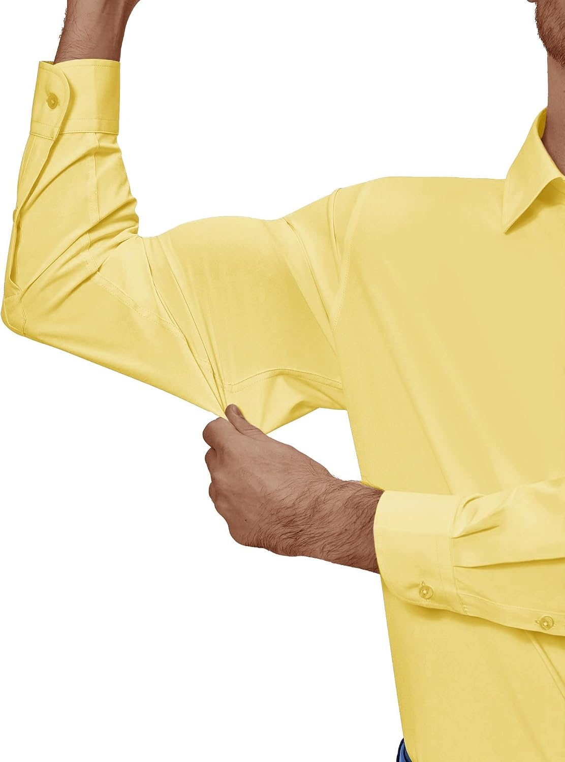 image:imageAlimens amp Gentle Mens Dress Shirts Long Sleeve Stretch Button Down ShirtYellow